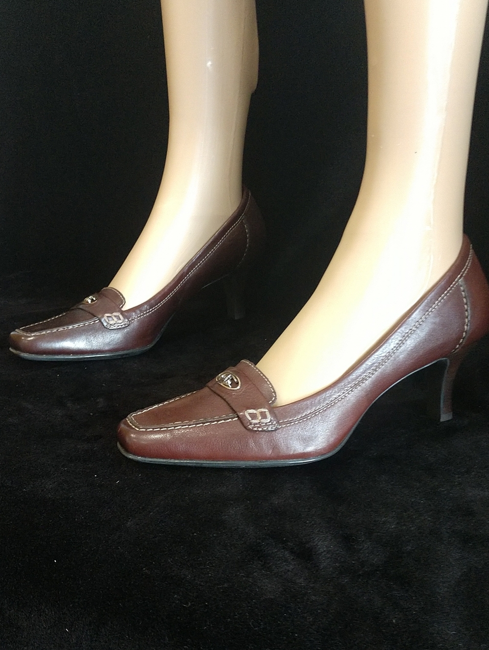 Women's Brown Leather Mid-Heel Loafers